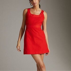NWT Maeve Anthropologie Sleeveless Red Scoop Neck Mini Dress